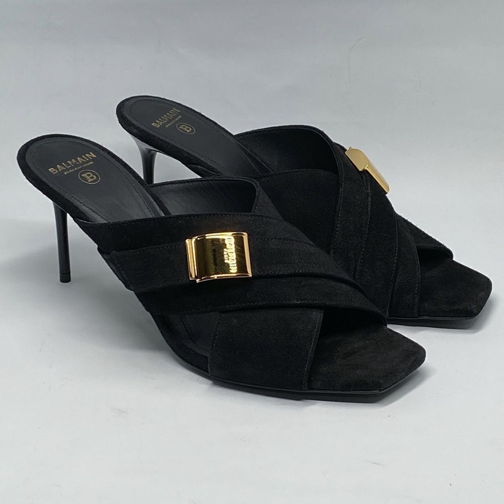 Balmain Uma Mules In Suede Leather size 37.5 - Picture 3 of 15